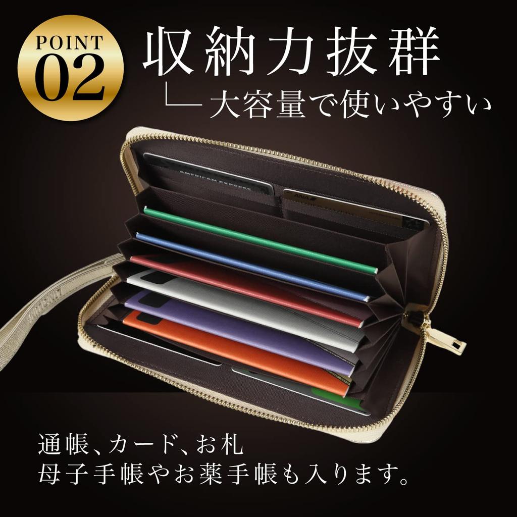 LINOLUNA Lyckligt Bankboksetui, Antimagnetiskt, Övervakat av en Feng Shui-mästare, Stort Kortfodral för Kvinnor i Äkta Läder (Guld)