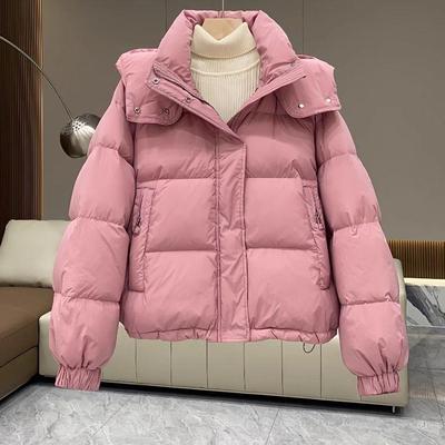 Damen Kurze Pufferjacke mit Kapuze Winter Warm Dicke Baumwolljacke Mode Oberbekleidung