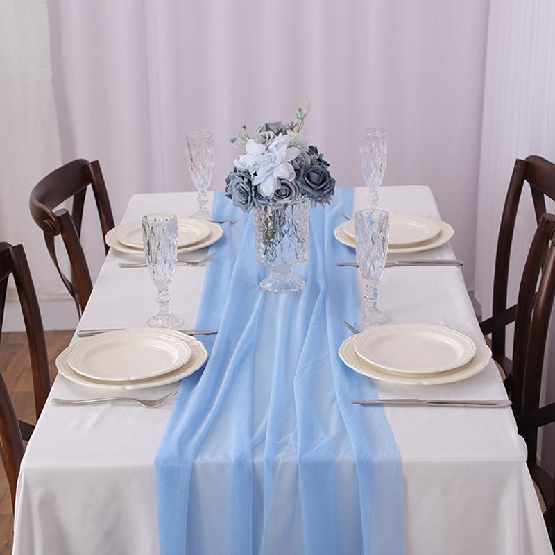 Chiffon Table Runner Vertical Tablecloth for Table Decorations Shiny Fabric Merry Christmas Decorations 2026 Wedding Decoration