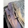 Womens Casual Solid Color Drawstring Cargo Pants