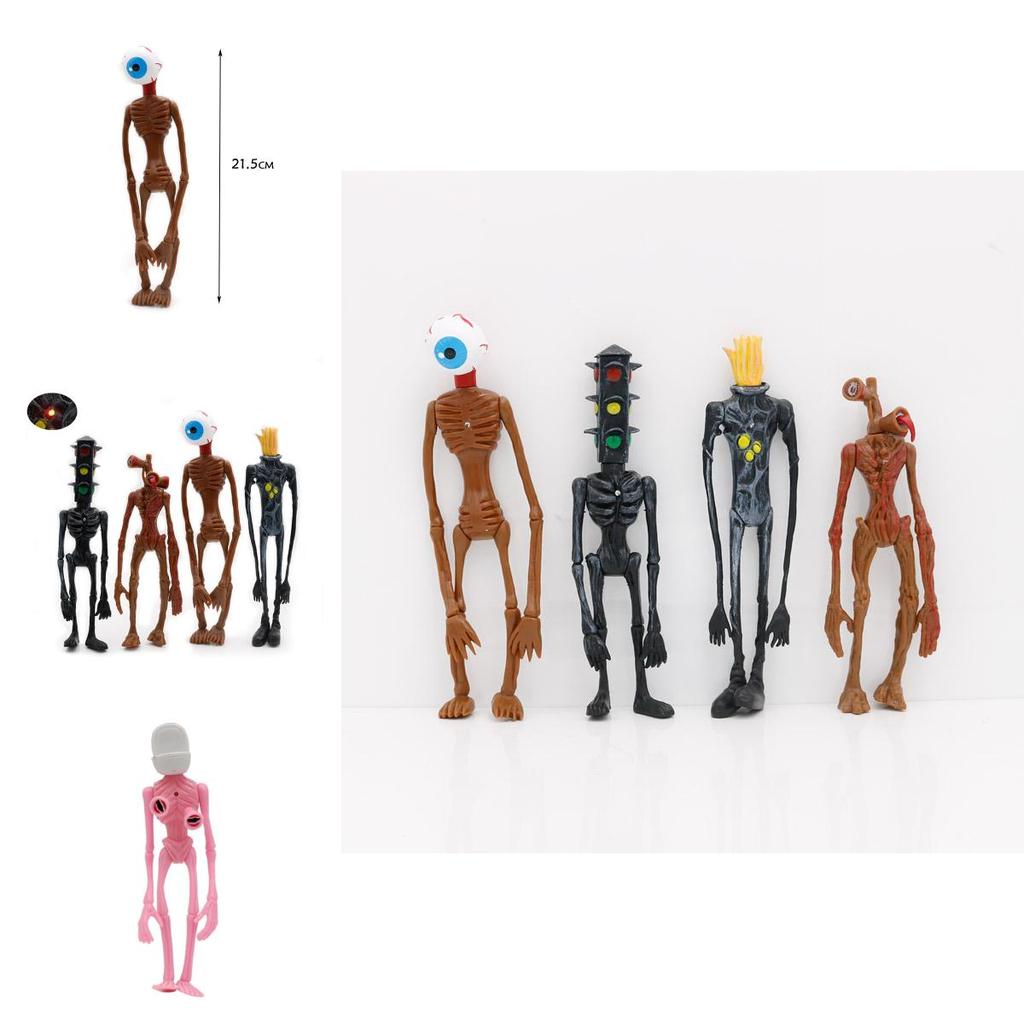 Figure di Siren Head Luminescenti 4pz PVC Oggetti da Collezione per Ornamento Regalo per Bambini