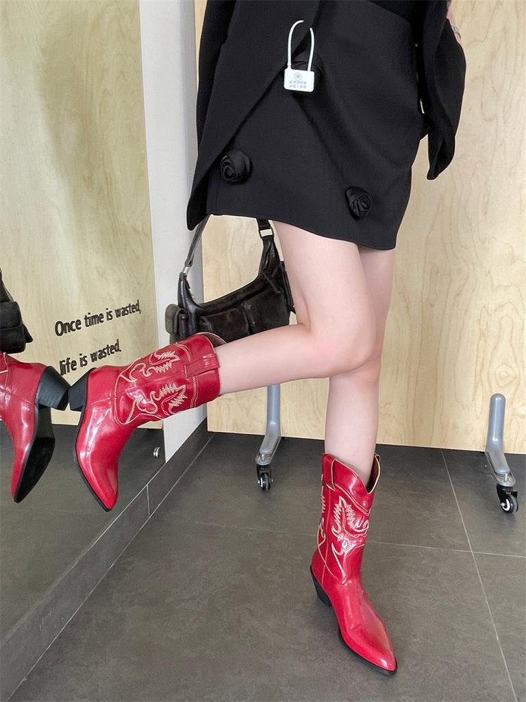 2025 New Fashion High Heel Medium Women's Boots Thick Heel Boots