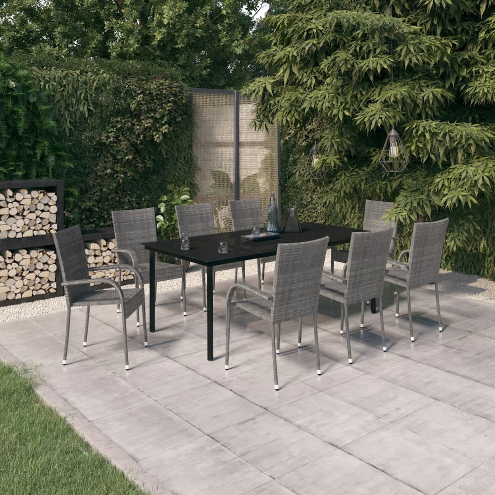 Ensemble à manger de jardin 9 pcs  et noir
