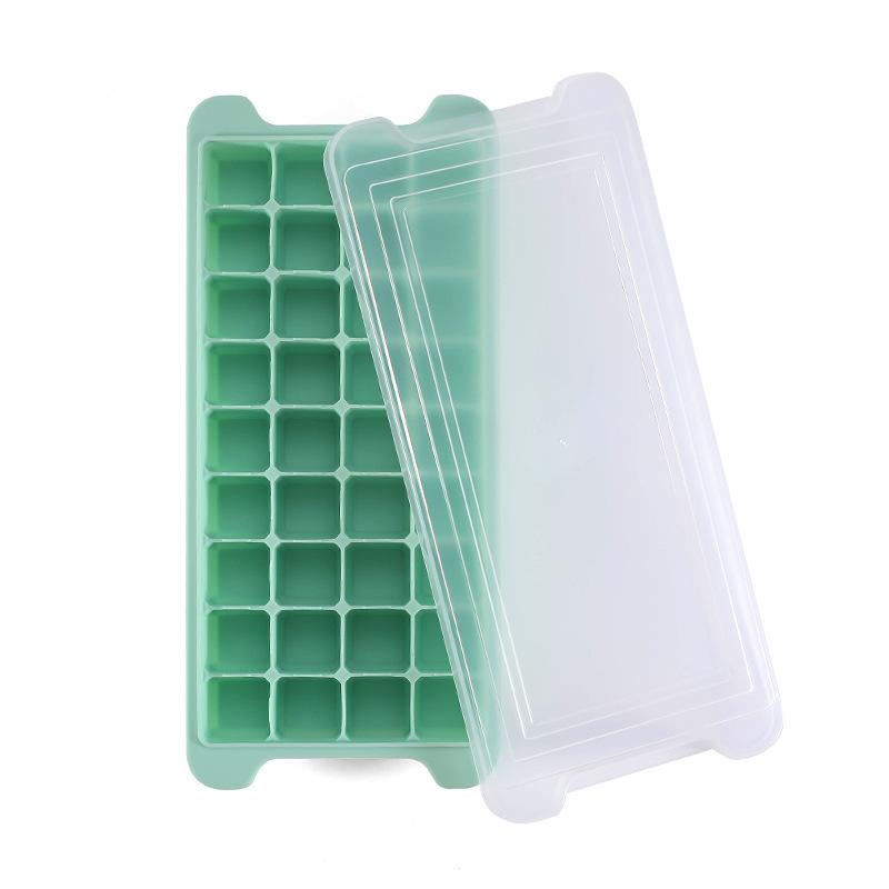 2-in-1 Silicone Ice Cube Tray - 36 Cells with Cover for Bar & Baby Food Storage