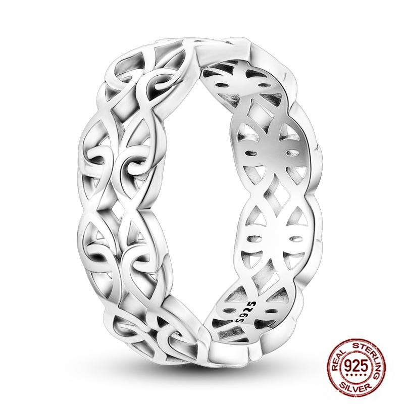 Shine Women koppar Fingerringar 925 Sterling Hjärta Krona Glöd Eldfluga Stjärna Sol Tusensköna Stapelbar Originalring Årsdag Zirkon
