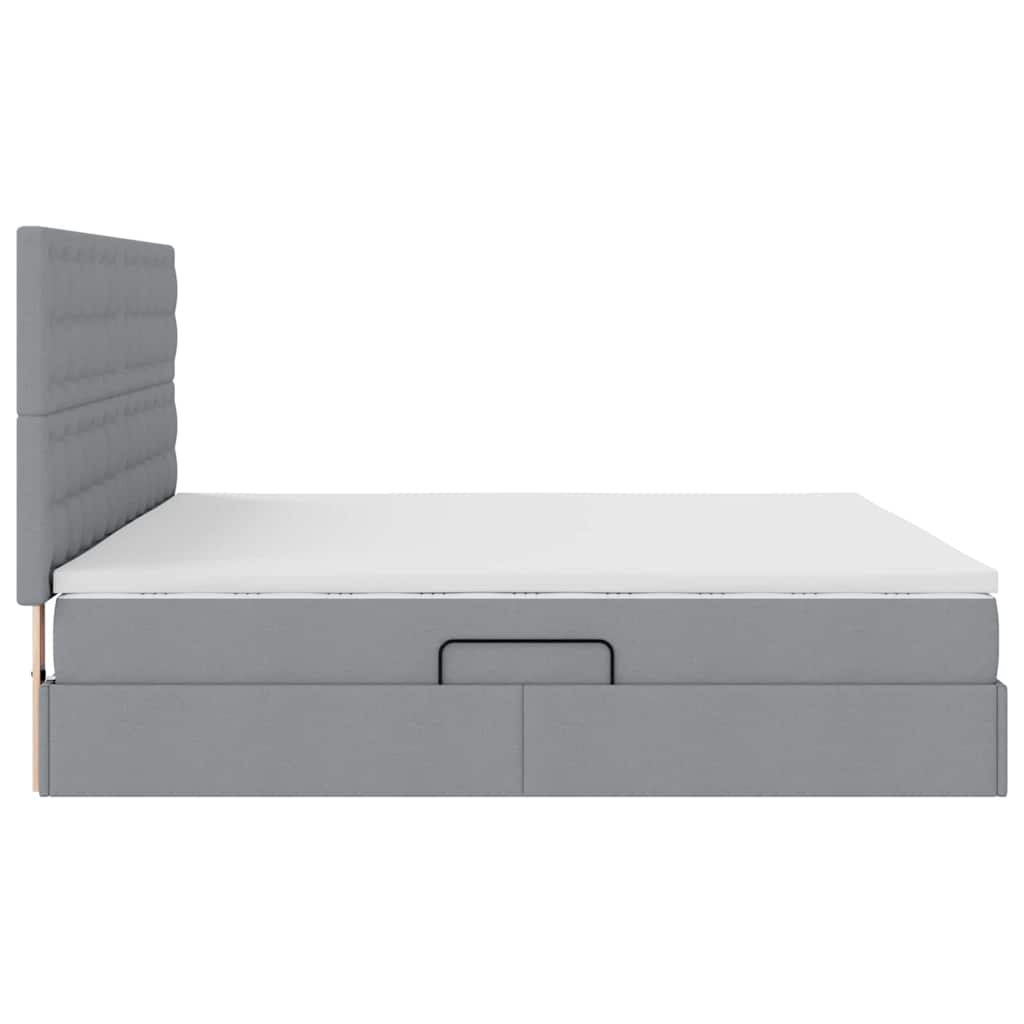 Storage Bed with Mattress Light Grey 200 x 200 cm Polyester