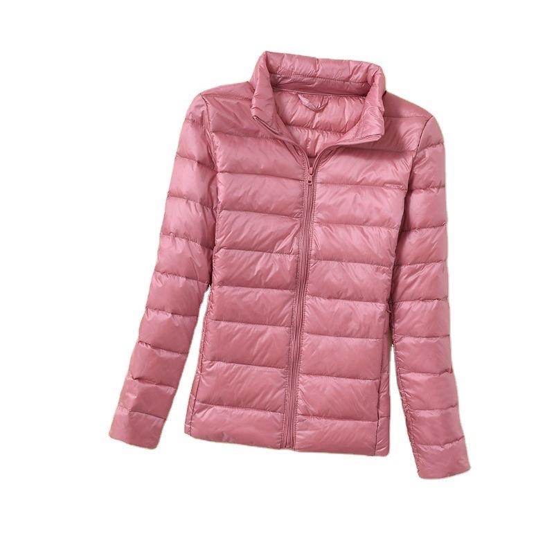 Feather large size down jacket women's new winter short light and thin stand-up collar thickened warm and slim white duck down jacket