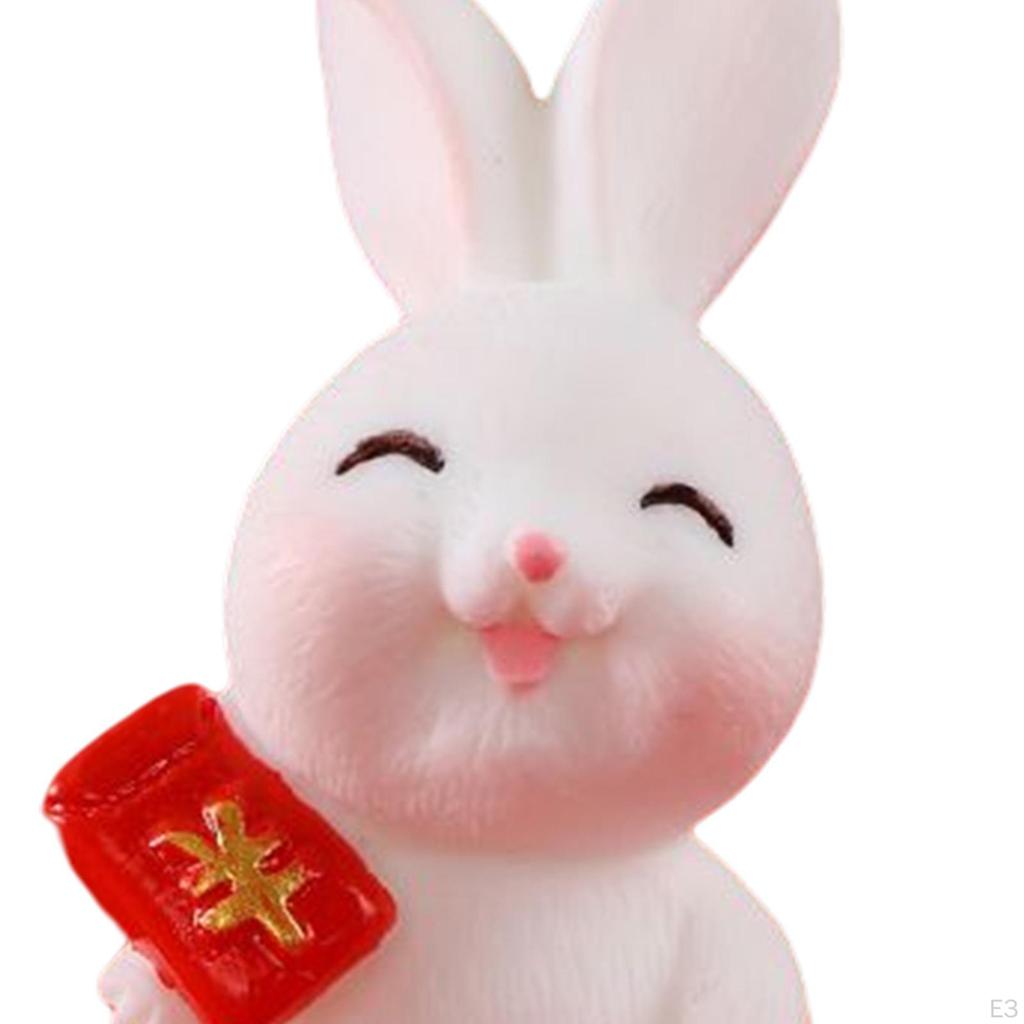 Statue, Little Bunny Figurine, Resin Sculpture for Home Holiday Decoration