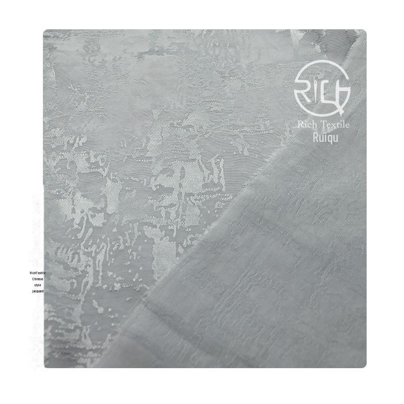 Silk Satin Jacquard Fabric with Tree Shadow Design for Hanfu and Cheongsam 