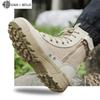 Men Tactical Boots Breathable Leather Mesh High Top Casual Desert Work Shoes Mens SWAT Ankle Combat Boot