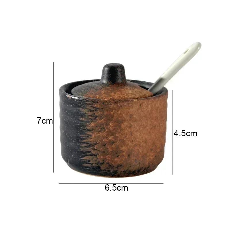 Retro Ceramic Seasoning Jars Salt and Pepper Shakers Kitchen Spice Tools Spice Organizer Jars Seasoning Box Kitchen Accessories