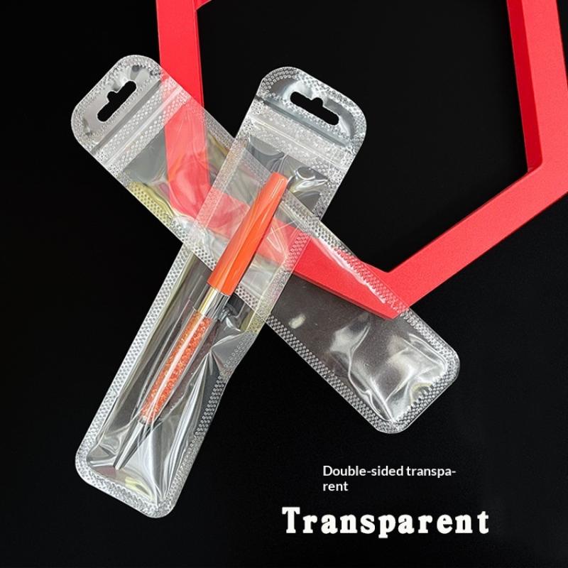 50 Pezzi Sacchetti di Plastica Trasparenti Lunghi Per Gioielli Fai Da Te Artigianato Unghie Ciglia Imballaggio Conservazione Esposizione