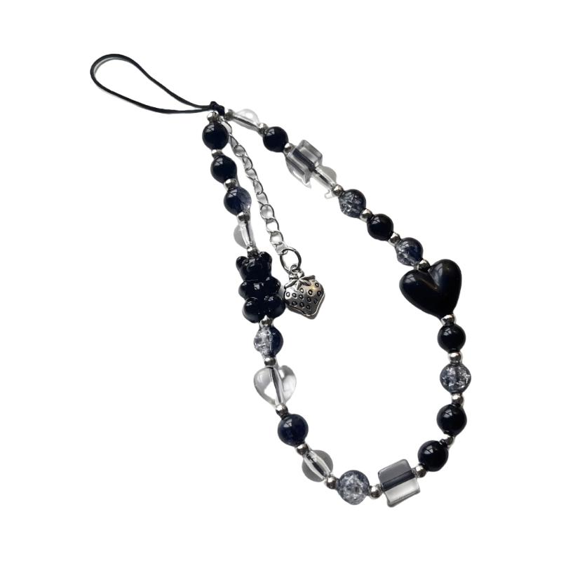 Creative Love Heart Mobile Phone Lanyard Keychain Lovely Charm Pendant Fashion Accessory for Trendy Girls Daily Use