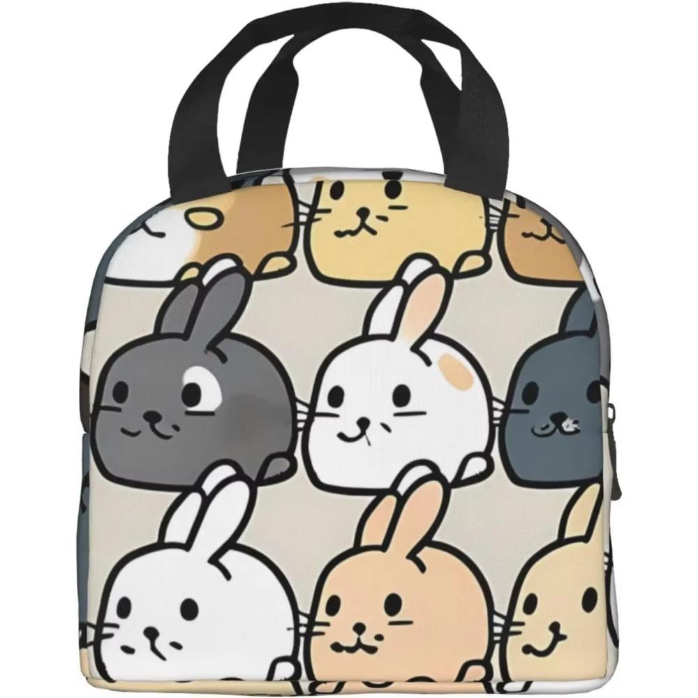 Desene animate la modă Chronst Un grup de iepuri Genți de prânz, Cutie de prânz reutilizabilă cu animale pentru femei bărbați Geantă de prânz pentru facultate muncă