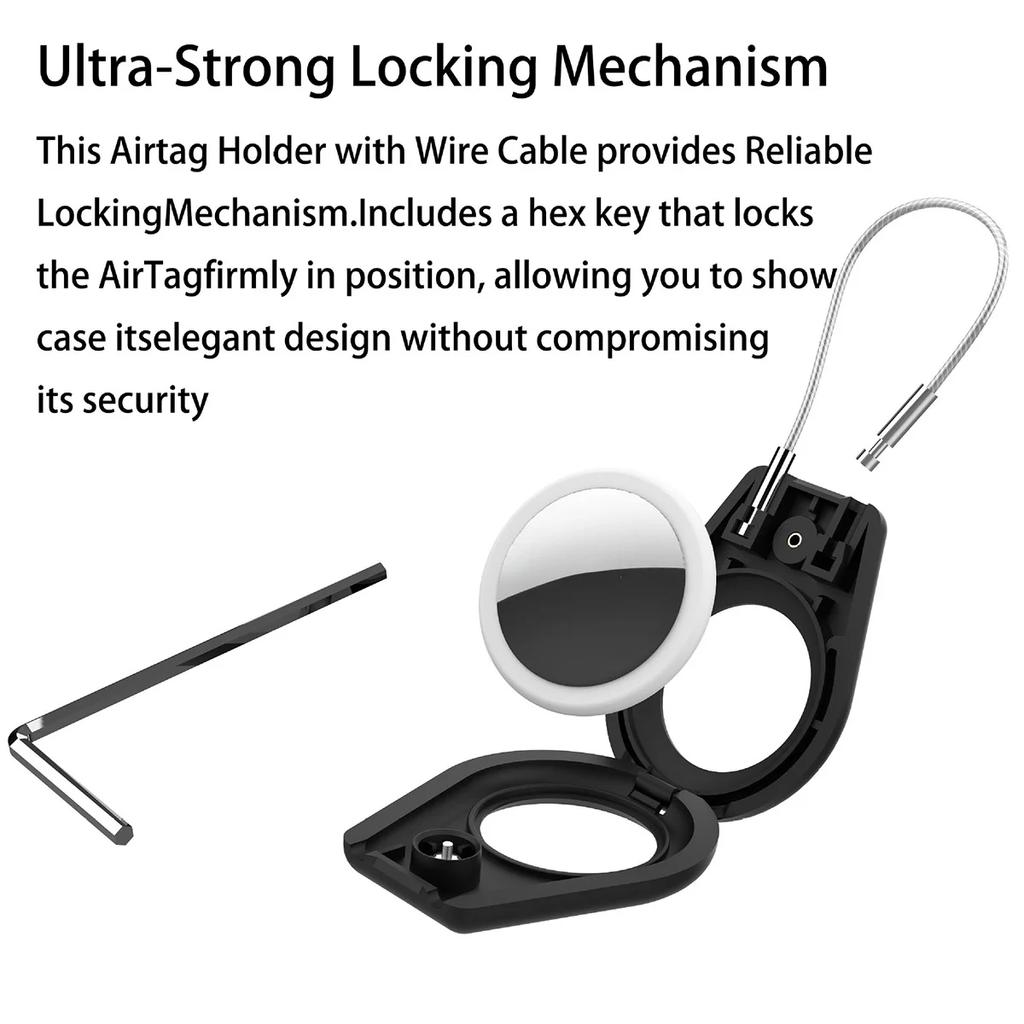 New Compatible with Apple AirTag Secure Holder with Cable Air Tag Lock Case Keychain Key Ring Key Chain Luggage tag for Keys