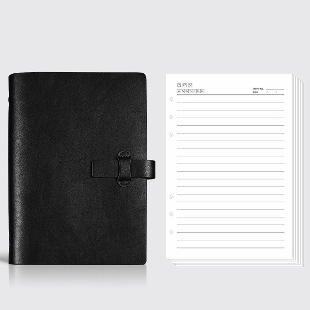 A5 Student Leather Loose-leaf Notebook, Work Notepad, Lined/grid/blank Pages, Business Meeting Record Book, Diary, Subject Notes