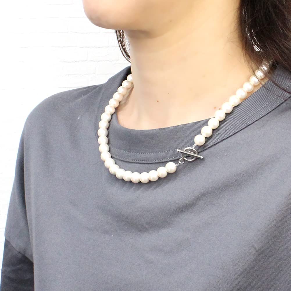 Shop Made in Japan Genderless Pearl Shell Pearl Metal Allergy Friendly jen01 7mm 45cm [Jewelry M] Necklace, Mantel, Simple, Men's, Women's,