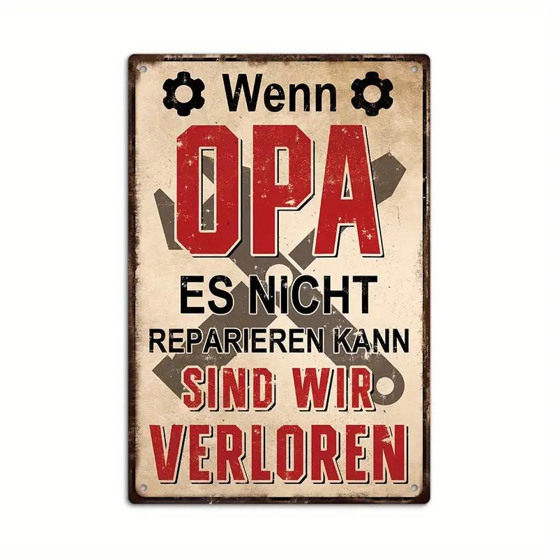 German Vintage Garage Tool Phrases Metal Sign,Retro Decorative Plaque, Home Wall ,Studio Room Man Cave Workshop Industrial Decor