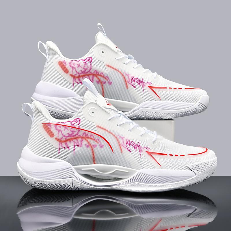 Luminous high-top basketball shoes men's actual combat cement boots teenagers junior high school students big children sports shoes