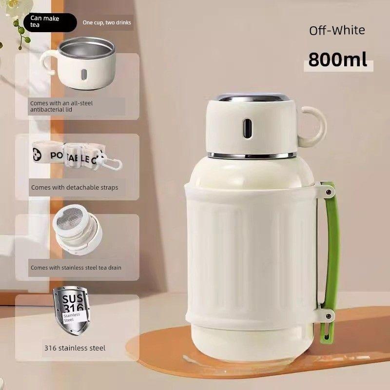 Large-Capacity Thermos Cup 2025 New Model for Male and Female Students, High-Looking 316 Stainless Steel Outdoor Portable Tea-Making Kettle