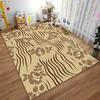 Floral Pattern Carpet with Beige and Brown Stripes for Home Decor Suitable for Use As an Anti-slip for Living Room Bedroom Sofas