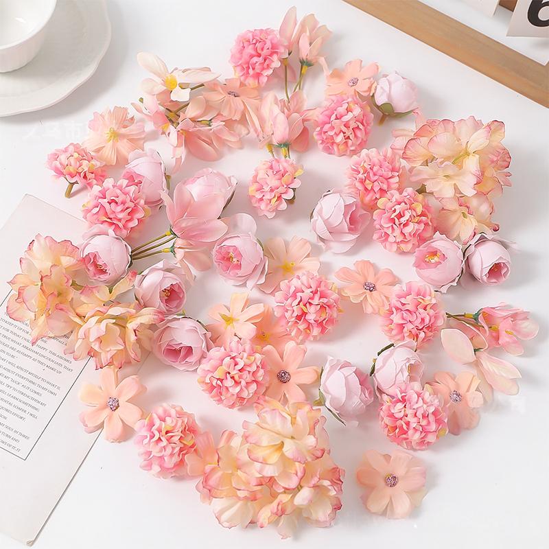 

45pcs/Pack Artificial European Silk Rose Flowers for Home Room Wedding Decor DIY Hair Accessory Corsage Craft Kit Fake Flowers