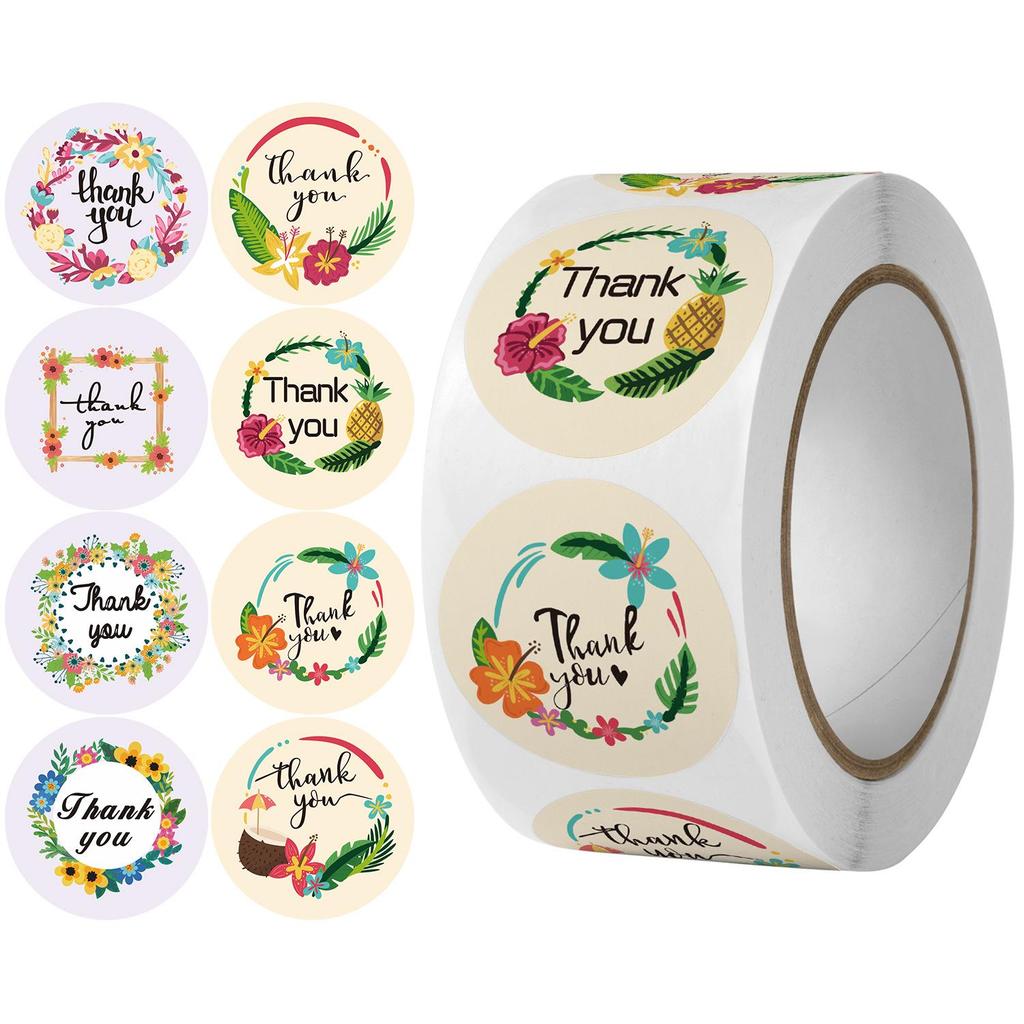 500 Self-Adhesive Thank You, Dessert, Cake, & Baking Stickers - Cartoon & Floral Styles for Children & Wedding Rewards
