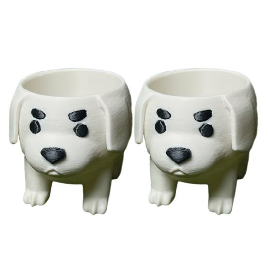 Dog Shaped Planter 2 Pcs Pot, Funny 3D Printed Animal Planter, Healing Desk Decor Cute Puppy Flower Pot for Home Office Indoor Outdoor Micro Landscape