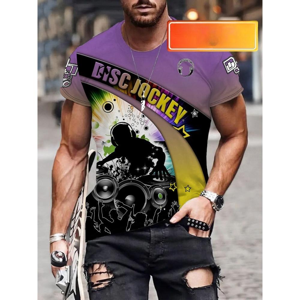 Summer Men s Casual Fashion 3D Printed T-shirt Loose Breathable Plus-size Casual Sports Versatile Crew Neck Short-sleeve T-shirt S