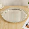 European Style Polishing Texture Circle Shape Tray,Silver Alloy Tea Disc Home Cheese Food Plate,Snack Disc Table Decoration