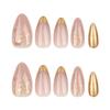 Nail Art Armatura Dorata Francese con Mandorla Unghie Finte da Pressare