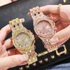 Stainless Steel Strap Watch Stylish Women's Rhinestone Inlaid Stainless Steel Quartz Watch Colorful Dial Decorative for Ladies