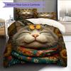 Tabby Cat  Pattern Bedding Quilt Set Quilt Cover Pillowcase Home Decoration  Gift (1 * Duvet Cover + 2 * Pillowcase, Without Core)