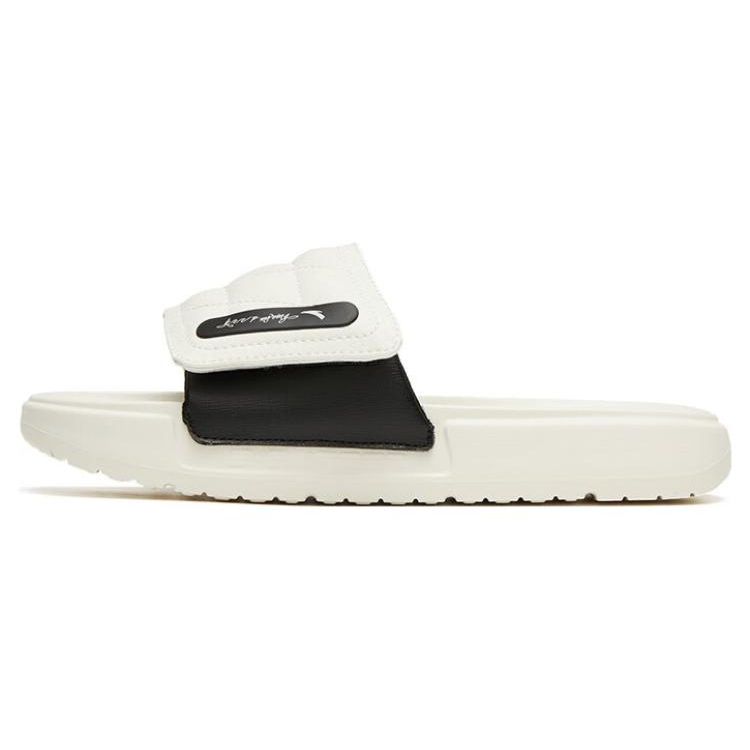 Anta Breathable Lightweight Soft Sole Silent Slide Sandals Women Footwear Black White 922326992-2