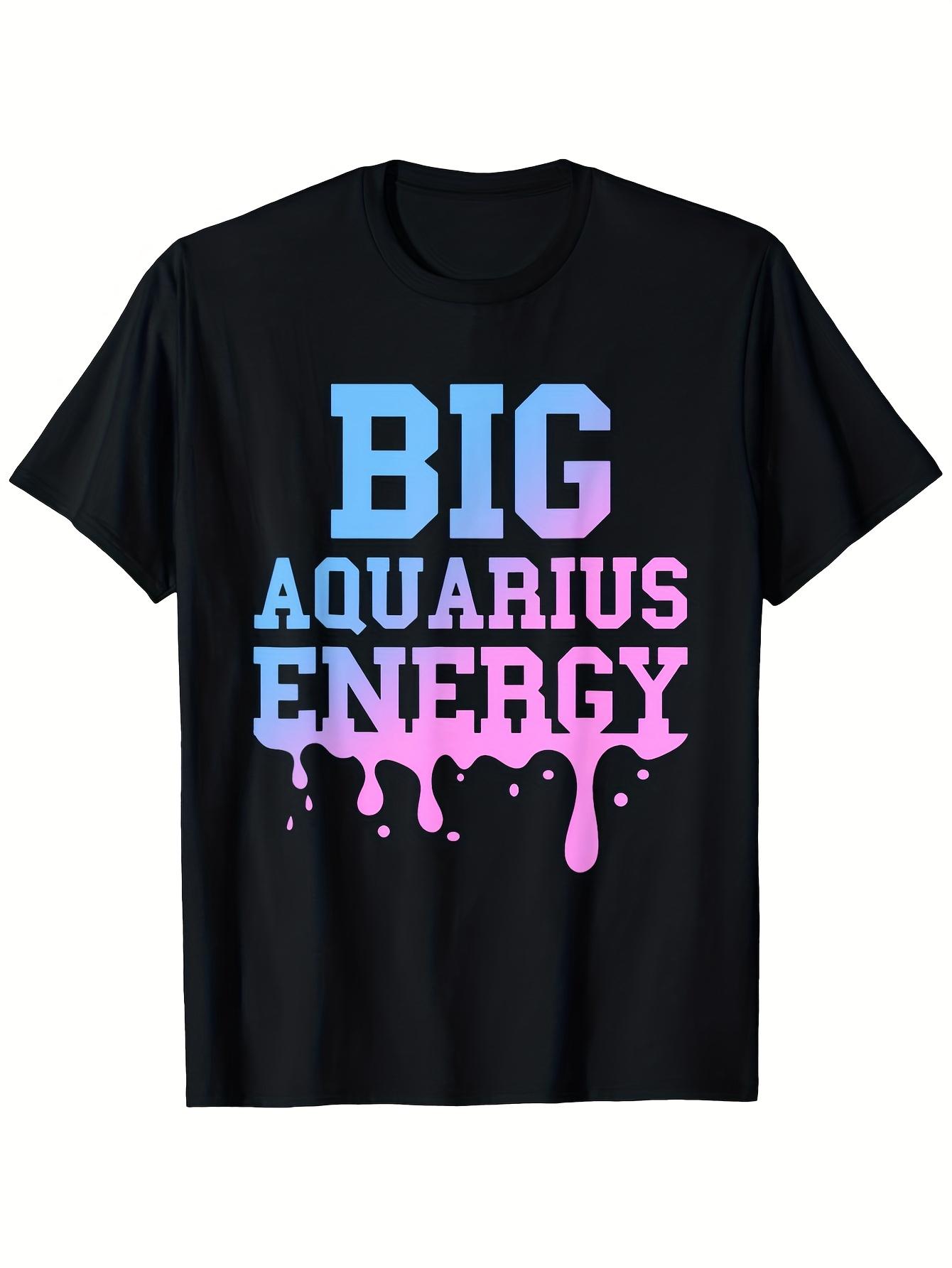 

& WoBig Aquarius Energy Graphic T-shirt - 100% Cotton Casual Short Sleeve Tee with Bold Astrology Design XXXXL