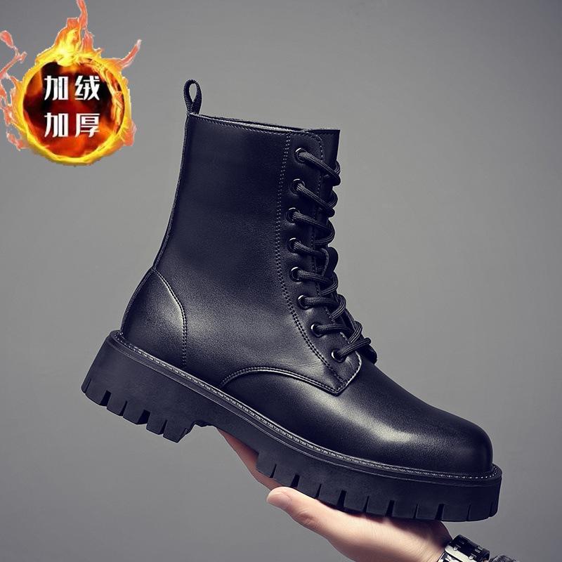 

Ботинки Мартин мужские в британском стиле, высокие, на толстой подошве, увеличивающие рост, рабочие кожаные ботинки, мужские кожаные высокие ботинки-локомотивы, модные мужские ботинки 44