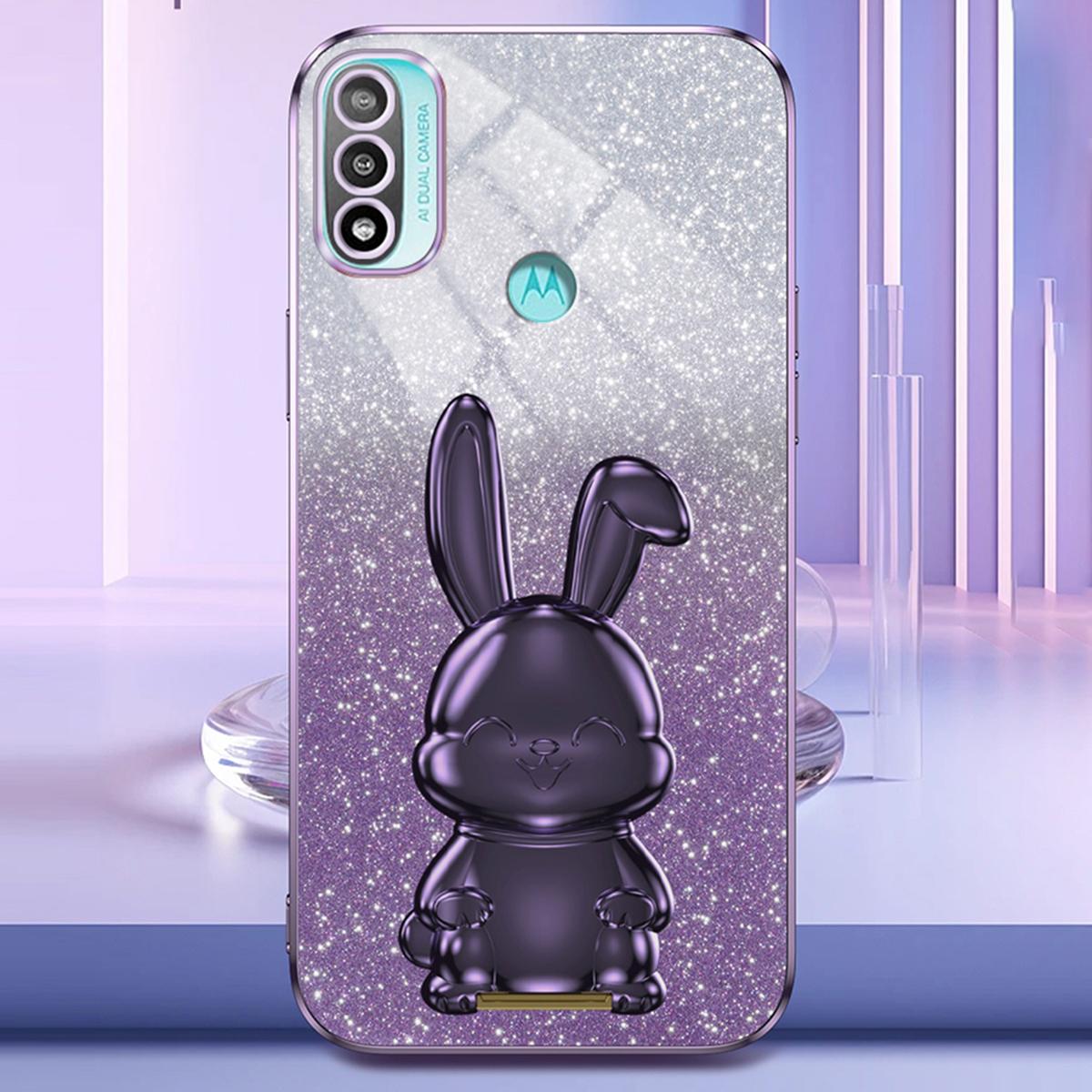 

For Motorola Moto E20 PC+TPU Phone Case Support Kickstand Back Protective Cover Purple