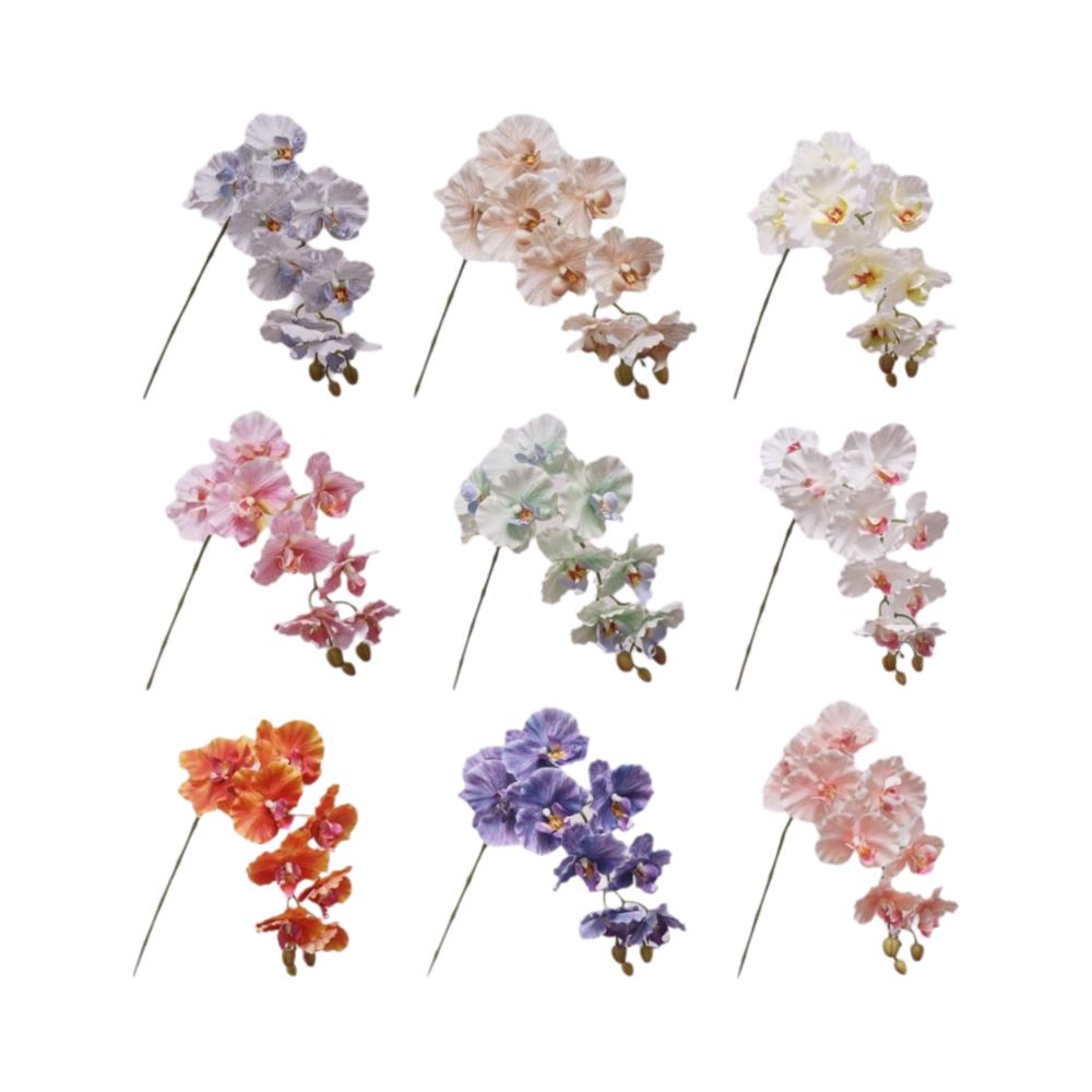 9 Heads Artificial Butterfly Orchid Real Touch Iron Wire Inner Lining Fake Phalaenopsis Multi Color 98cm