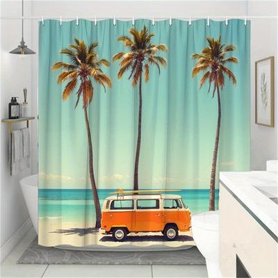 Tropical Beach Vibes Shower Curtain - Water-Resistant, Easy To Clean, Adds a Summer and Relaxing Touch To Your Bathroom Decor