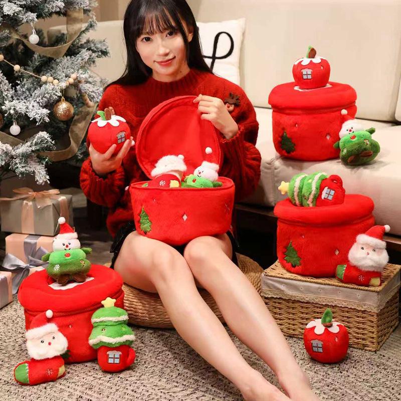 Weihnachts-Versteckspiel-Puppe: Schneemann & Baum Plüsch Geschenktasche
