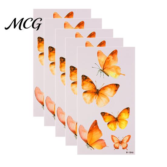 Easy Apply Tattoo Stickers 5 Sheets Butterfly Stickers, Waterproof Temporary Flower Tattoos, Colorful Safe Skin Tattoos Face Body for Parties