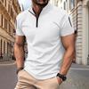 Men's Summer Casual Stand Up Collar Solid Color Short Sleeved Polo Shirt