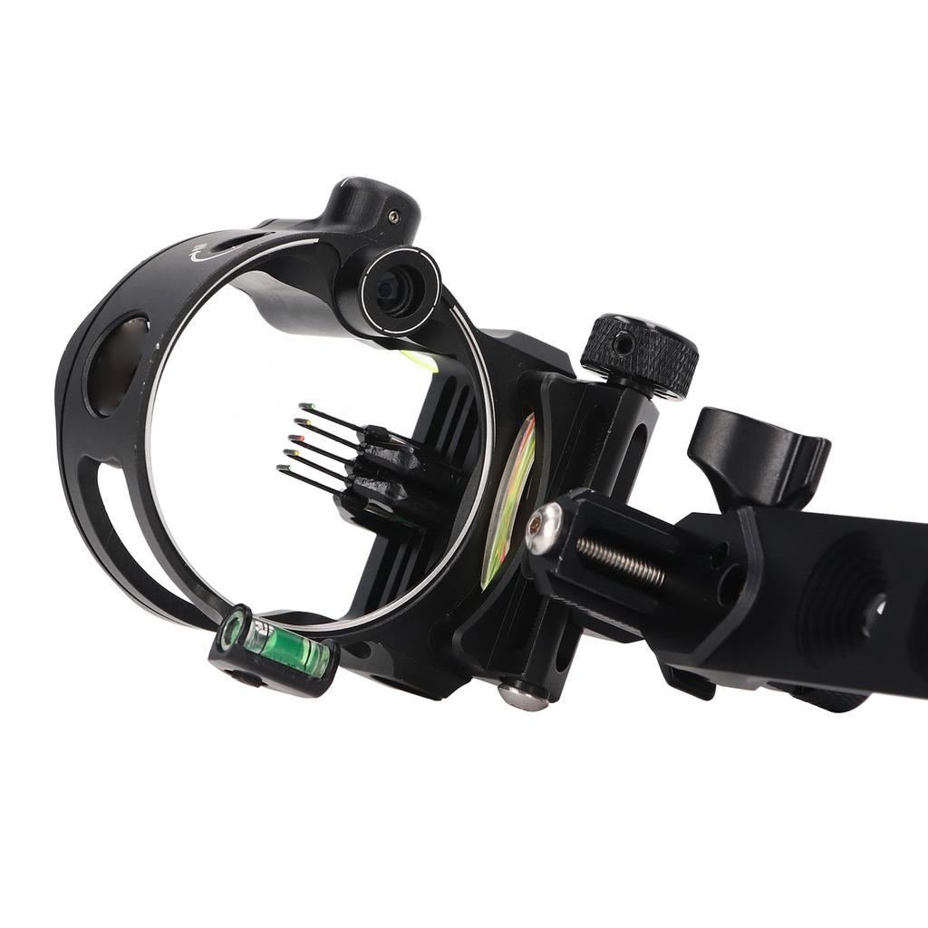 Bow Target Sight 5 Pins with Retina Function Aluminium Alloy Archery Sight for Outdoor Hunting Shooting