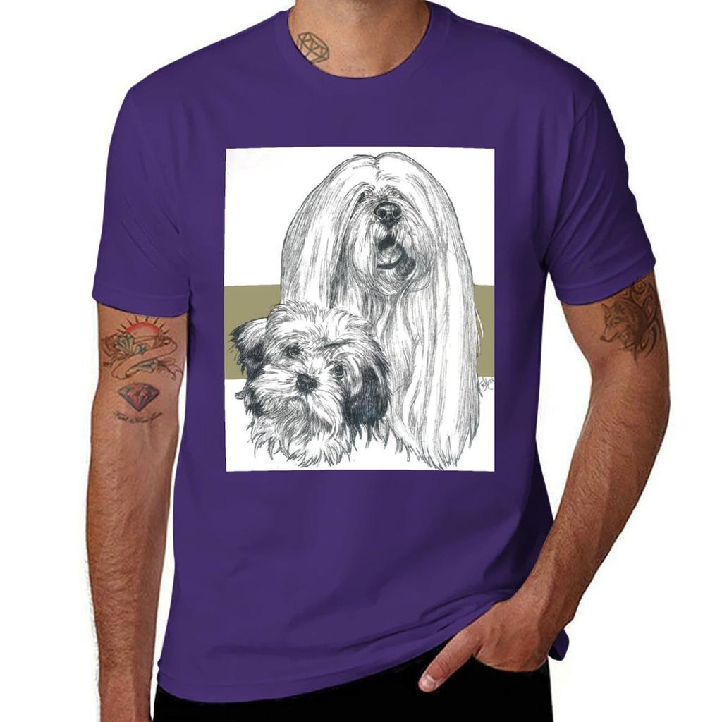 Lhasa Apso Father  Son TShirt Cotton Man Tshirts Anime T Shirts Luxury Man Plain T Shirts Men