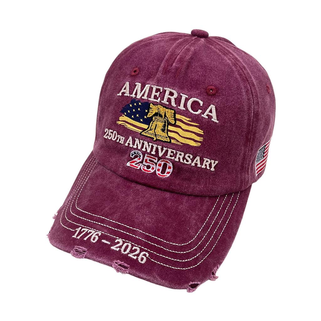 Baseball Cap Flag Embroidery 250Th Anniversary Of The Founding Of The United States Hat Washed Embroidery Sunshade Cap