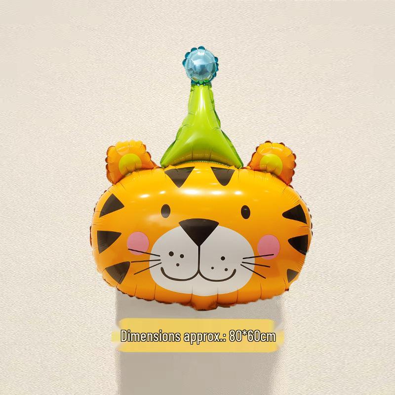 Dinosaur & Forest Animal Balloon Arrangement for Children's Party: Lion, Rabbit, Tiger Decor