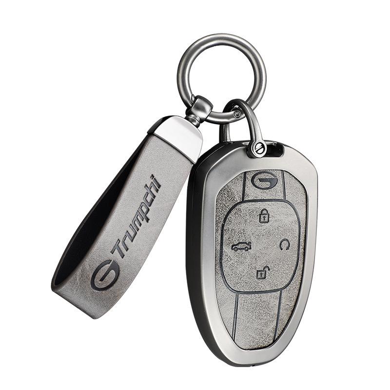 Compatible Key Case for Trumpchi GS4, GS3, GS5, GA6, GA3, GA4 - Metal Leather Car Accessories