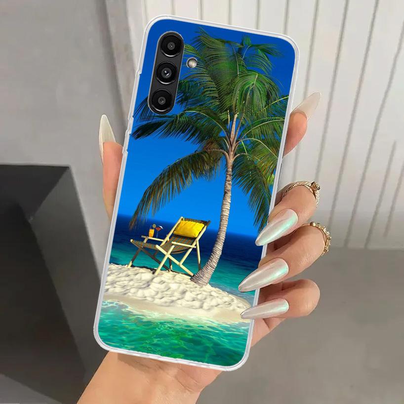 Summer Beach Sunset Sea Palm Tree Phone Case for Samsung Galaxy A16 A26 A36 A56 A15 A25 A35 A55 A14 A24 A34 A54 A13 A23 A33 A53
