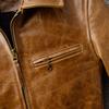 Classic 1930s Color Changes Oil Waxed Brown Natural Cow Leather Jacket Men Real Cowhide Coat Male Clothes Autumn