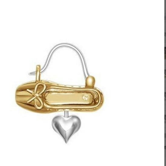 2024 Korean Style Peach Heart Ballet Flats Earrings - Silver & Gold Gift for Women, Versatile Fairycore Niche.